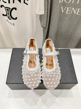 ALAIA PEARL MARY JANE SHOES IN WHITE MESH AND CALFSKIN